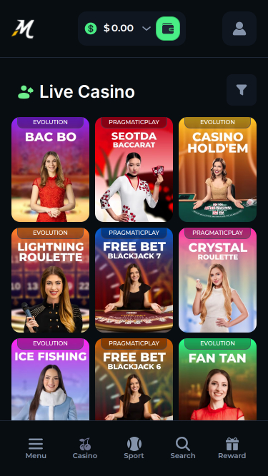 Casino Minebit con crupier en vivo para móviles