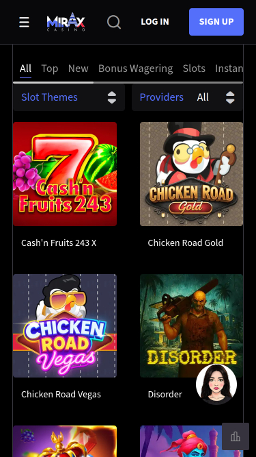 Jeux mobiles de casino Mirax