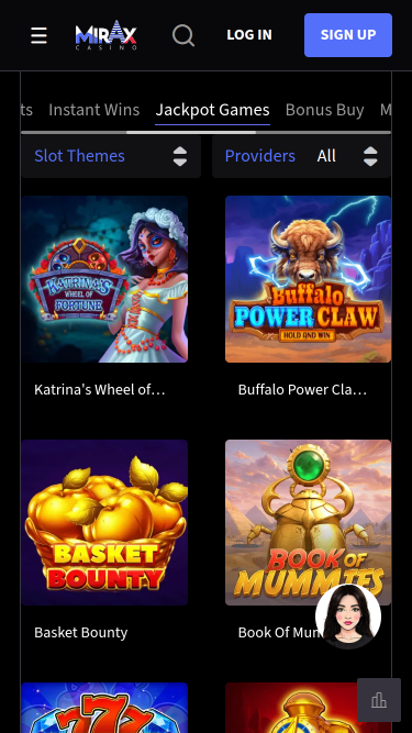 Jackpot mobile du casino Mirax