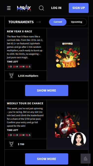 Tournois mobiles du casino Mirax