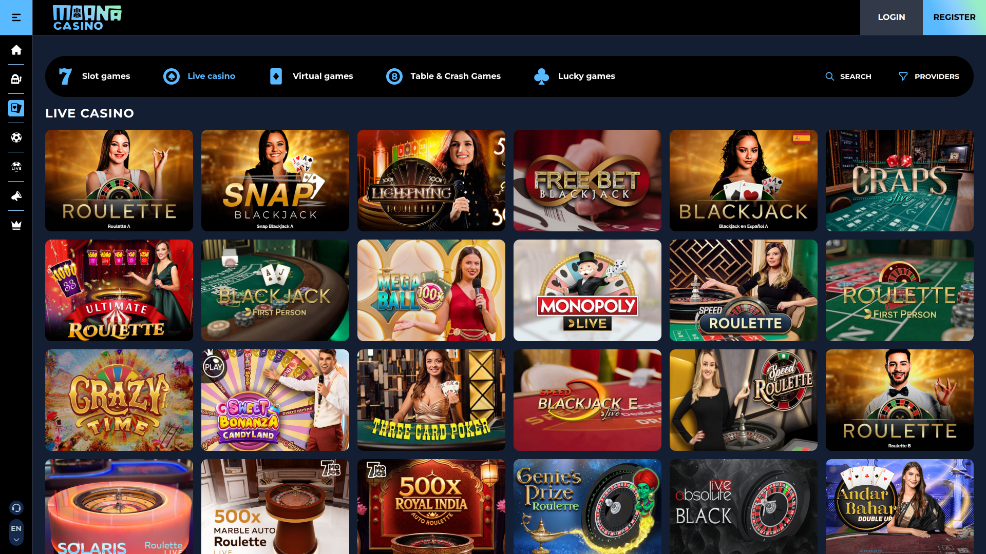 Casino Moana sur ordinateur avec croupier en direct