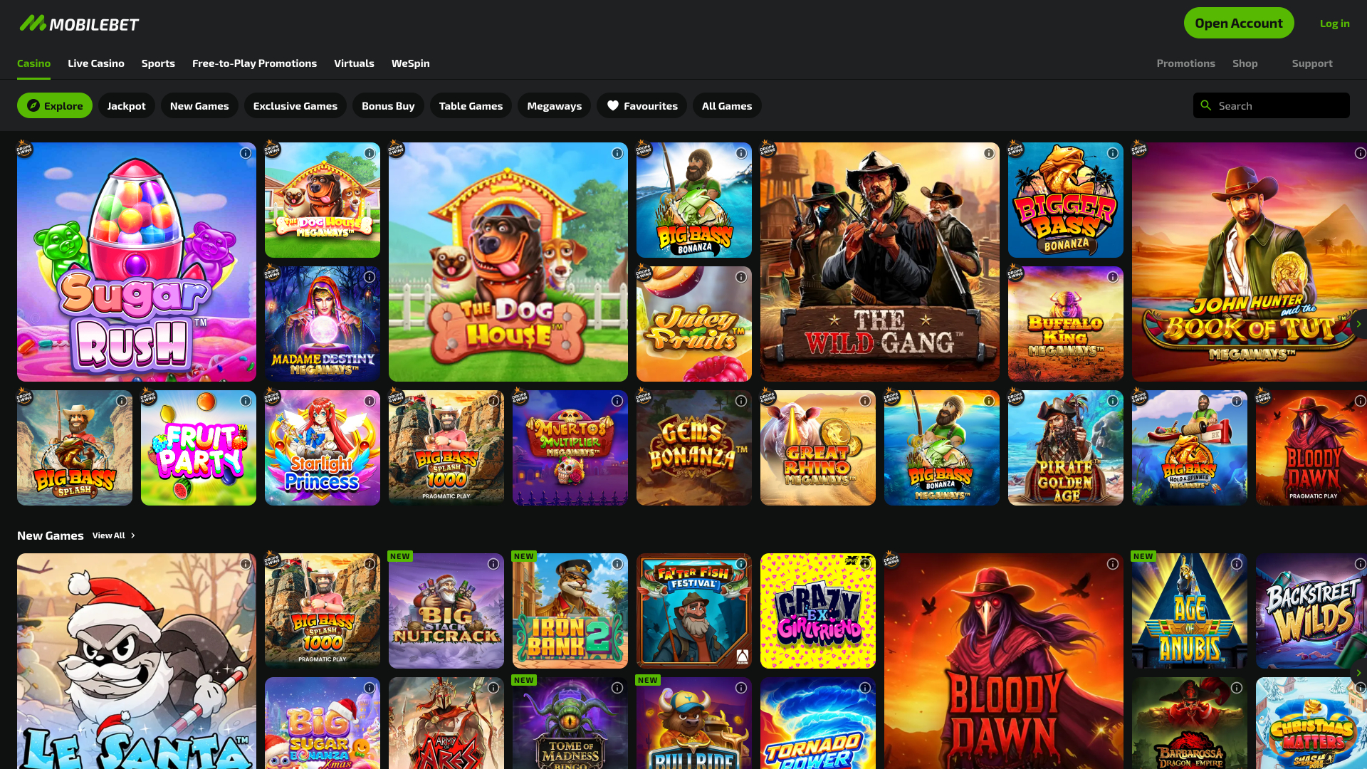 Mobilebet Casino Desktop-Spiele