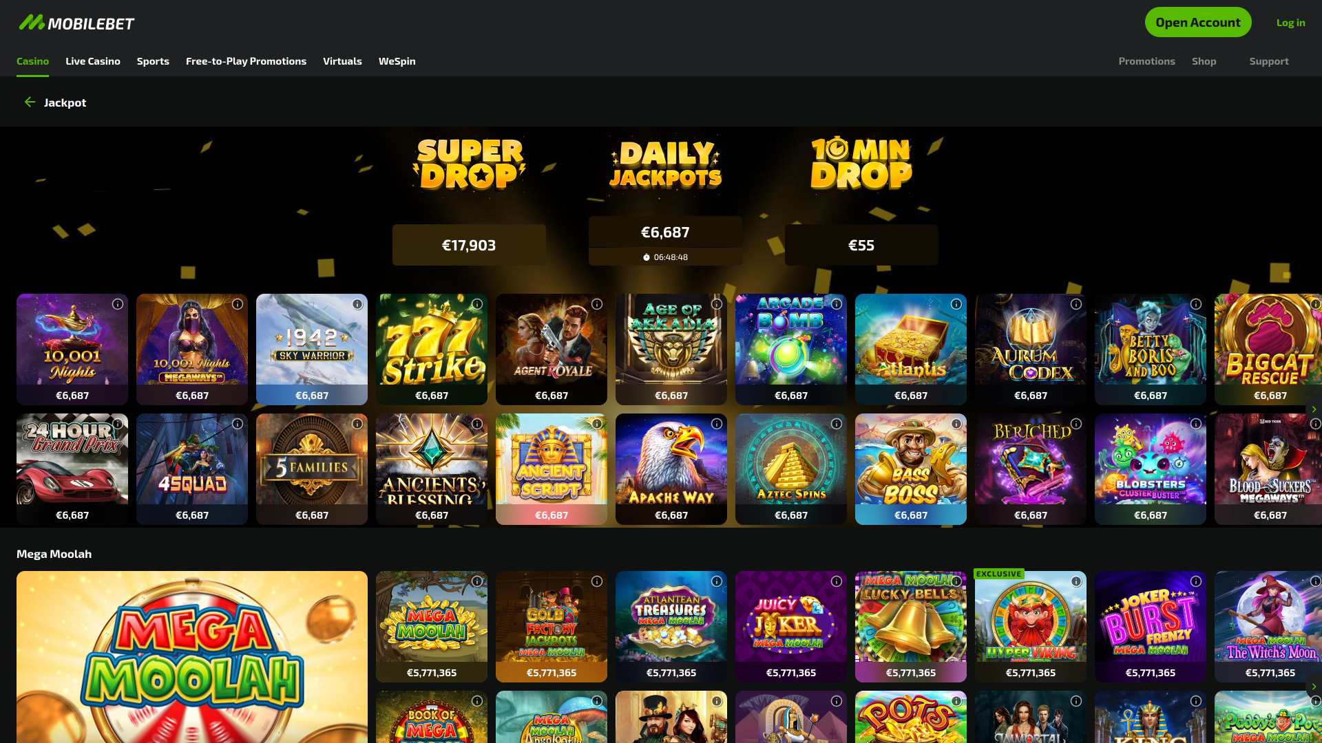 Mobilebet Casino Desktop-Jackpot