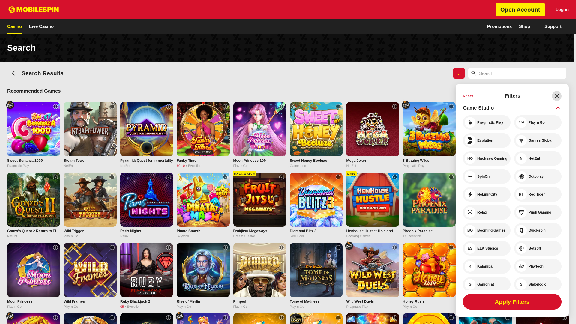 Développeurs de jeux de casino MobileSpin pour ordinateur