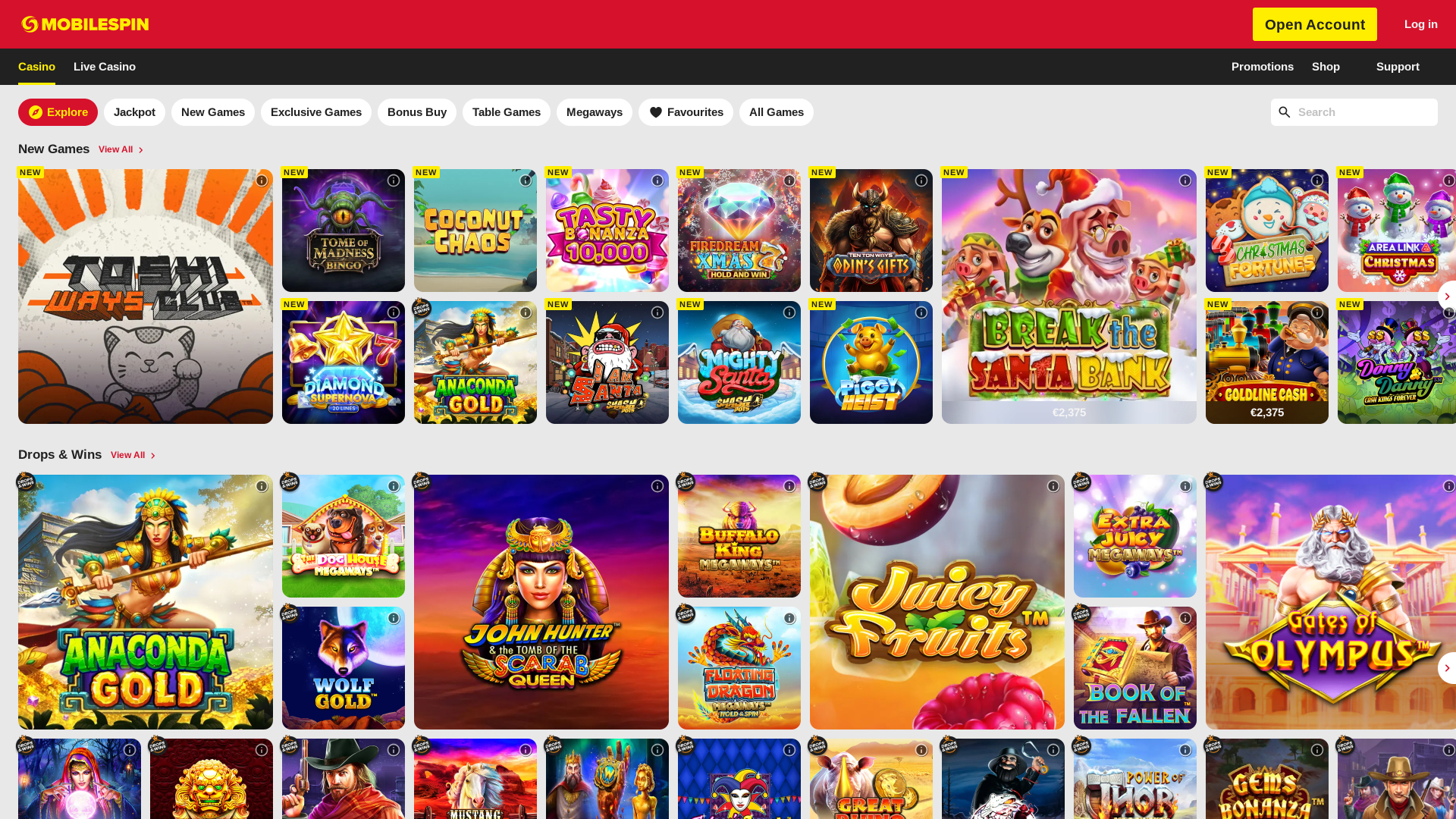 Giochi desktop del casinò MobileSpin