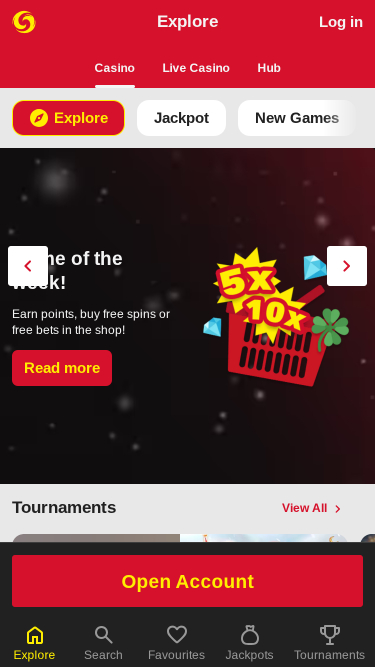 Homepage mobile di MobileSpin Casino