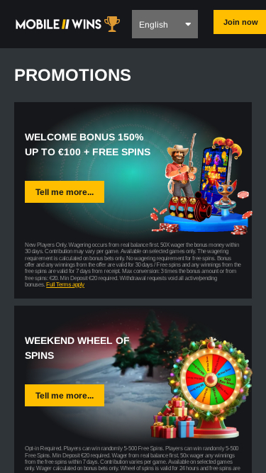 MobileWins Casino Mobile Promotions