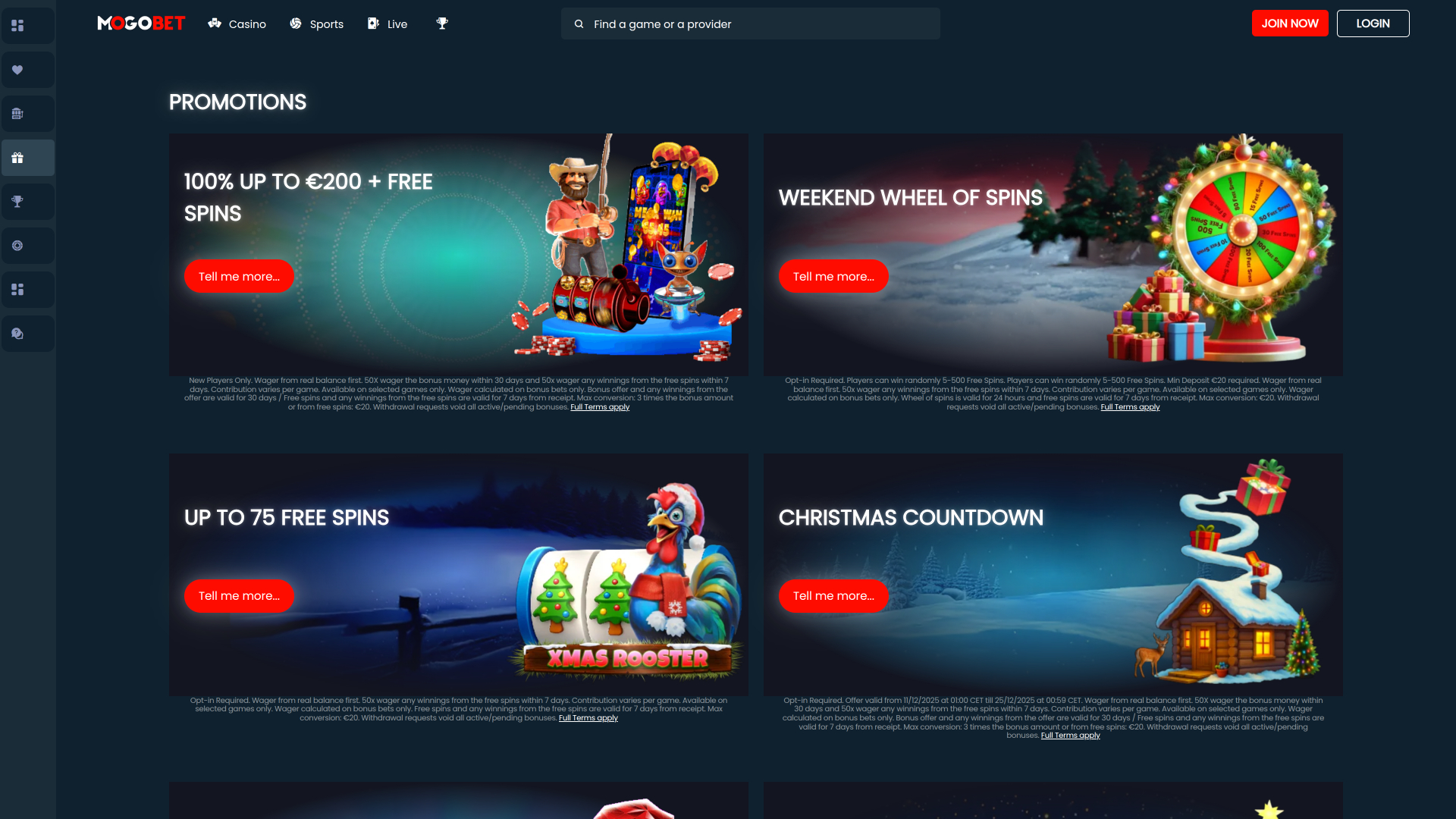MogoBet Casino Desktop Promotions