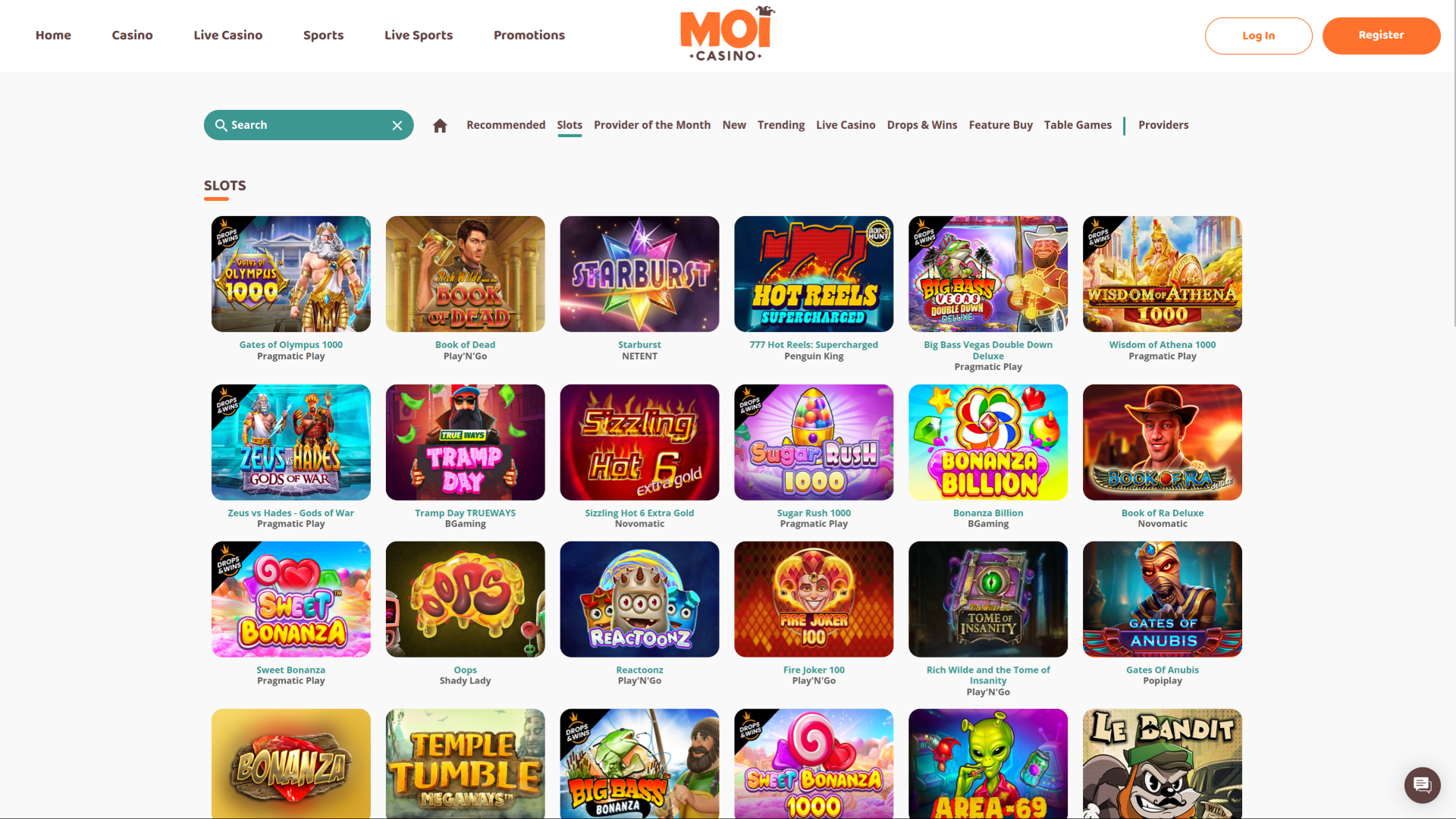 Jeux sur ordinateur de Moi Casino