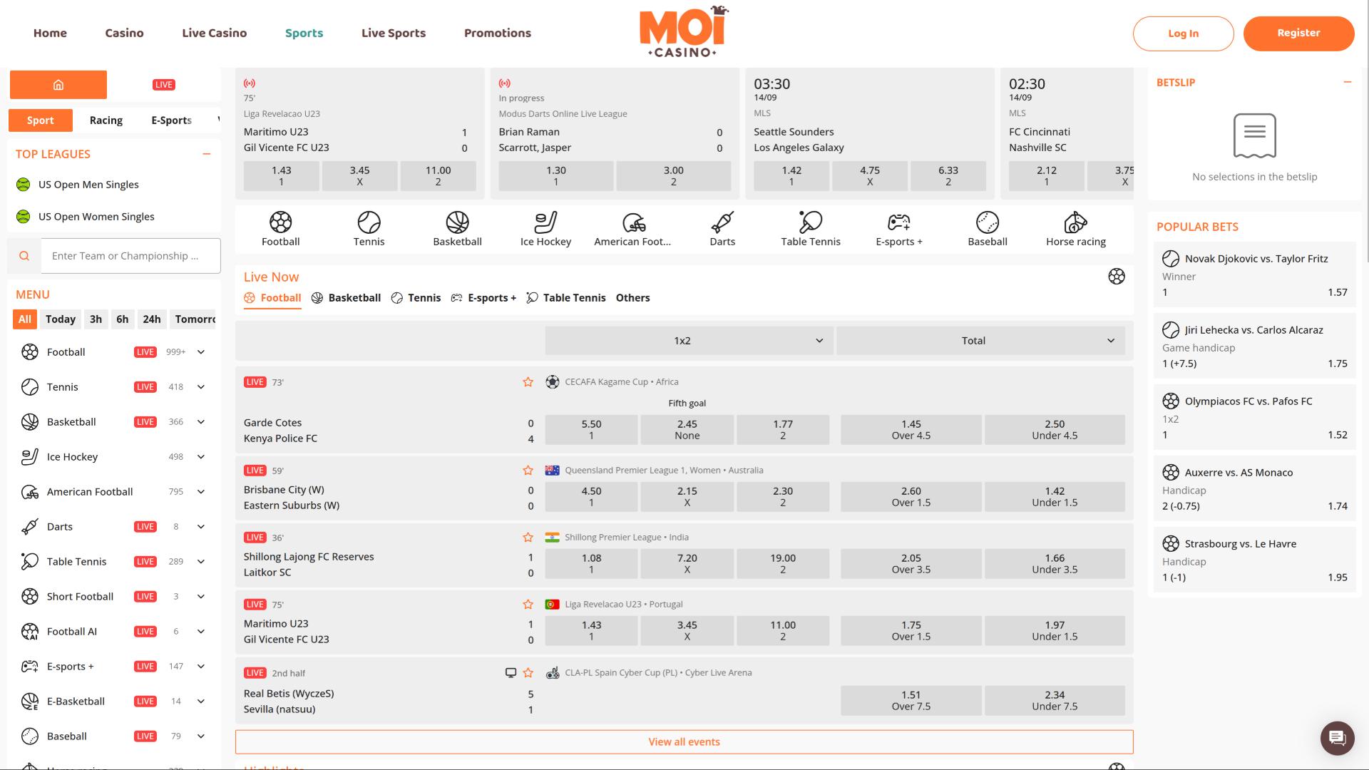 Sports sur ordinateur de Moi Casino