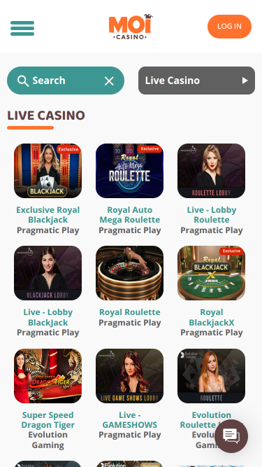 Croupier en direct mobile de Moi Casino