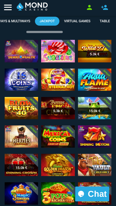 Jackpot du casino mobile Mond