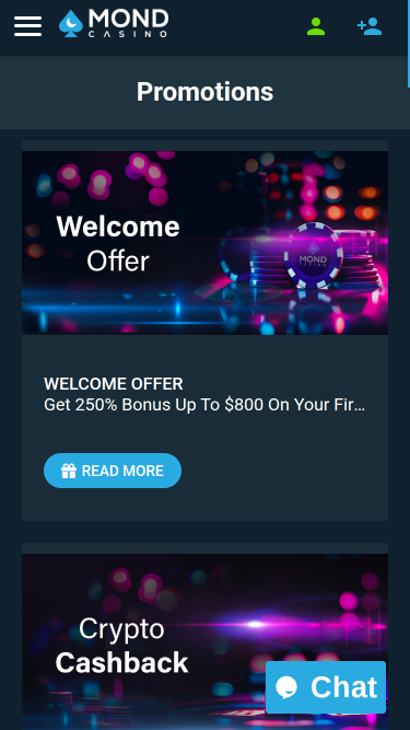 Promotions sur ordinateur de bureau du casino Mond