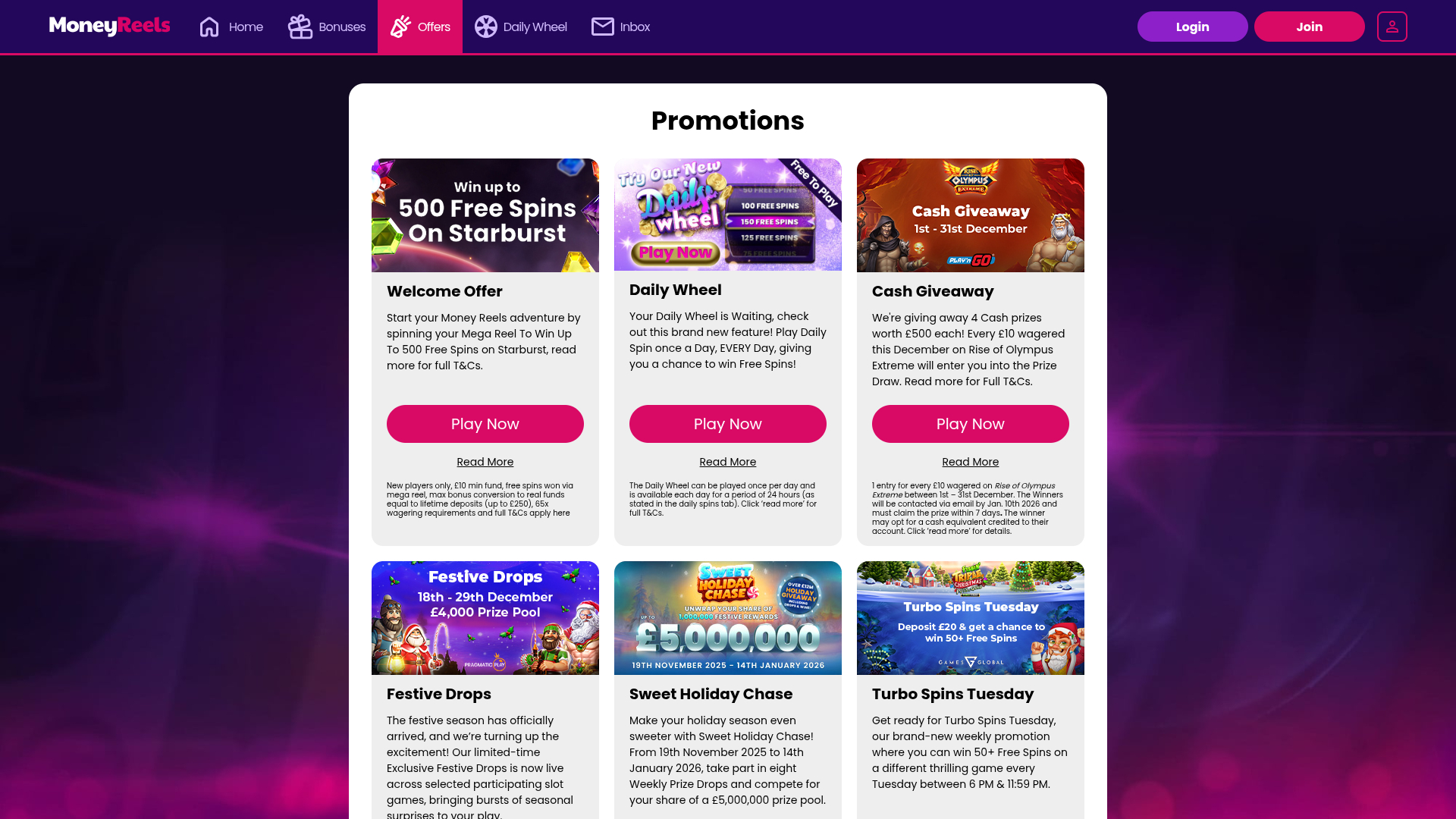 Promotions du casino Money Reels sur ordinateur