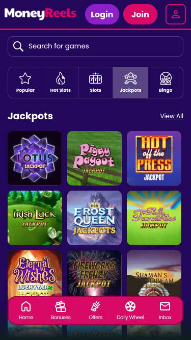 Jackpot mobile du casino Money Reels