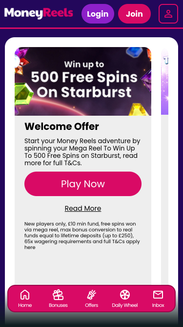 Promotions mobiles du casino Money Reels