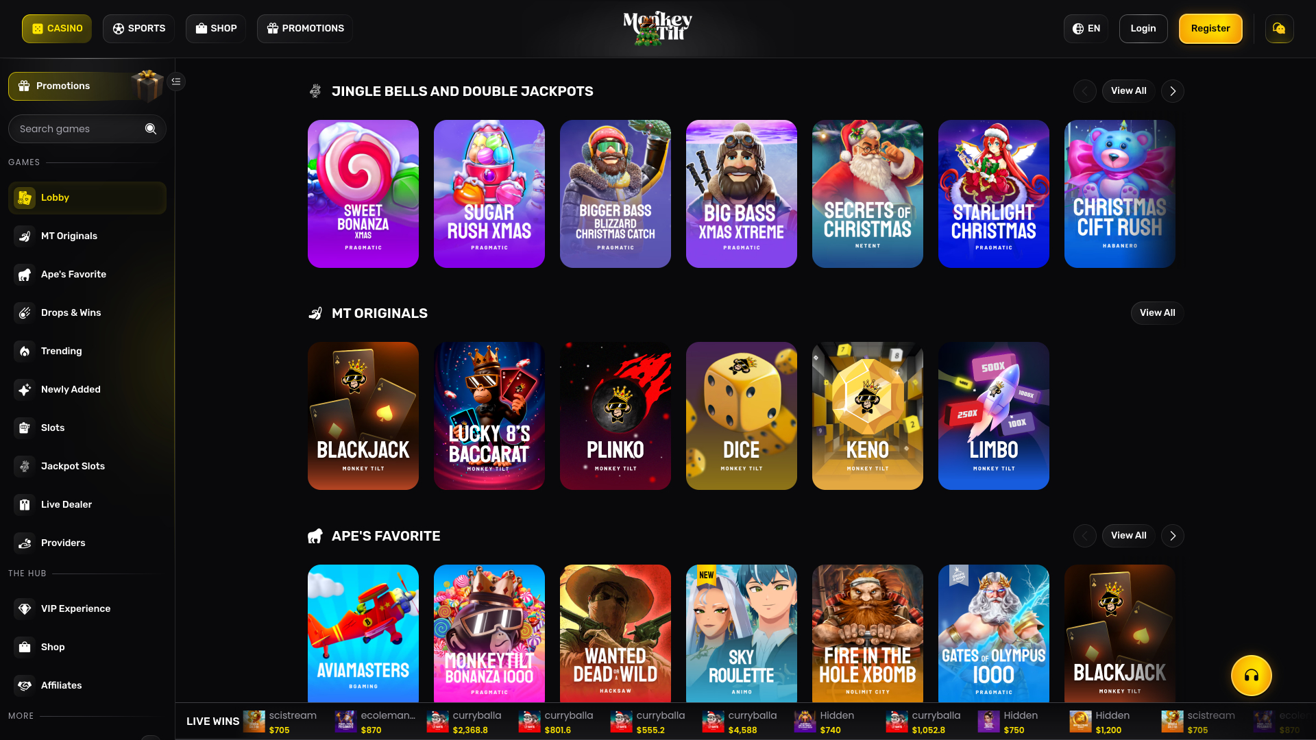 Jeux de casino Monkey Tilt sur ordinateur