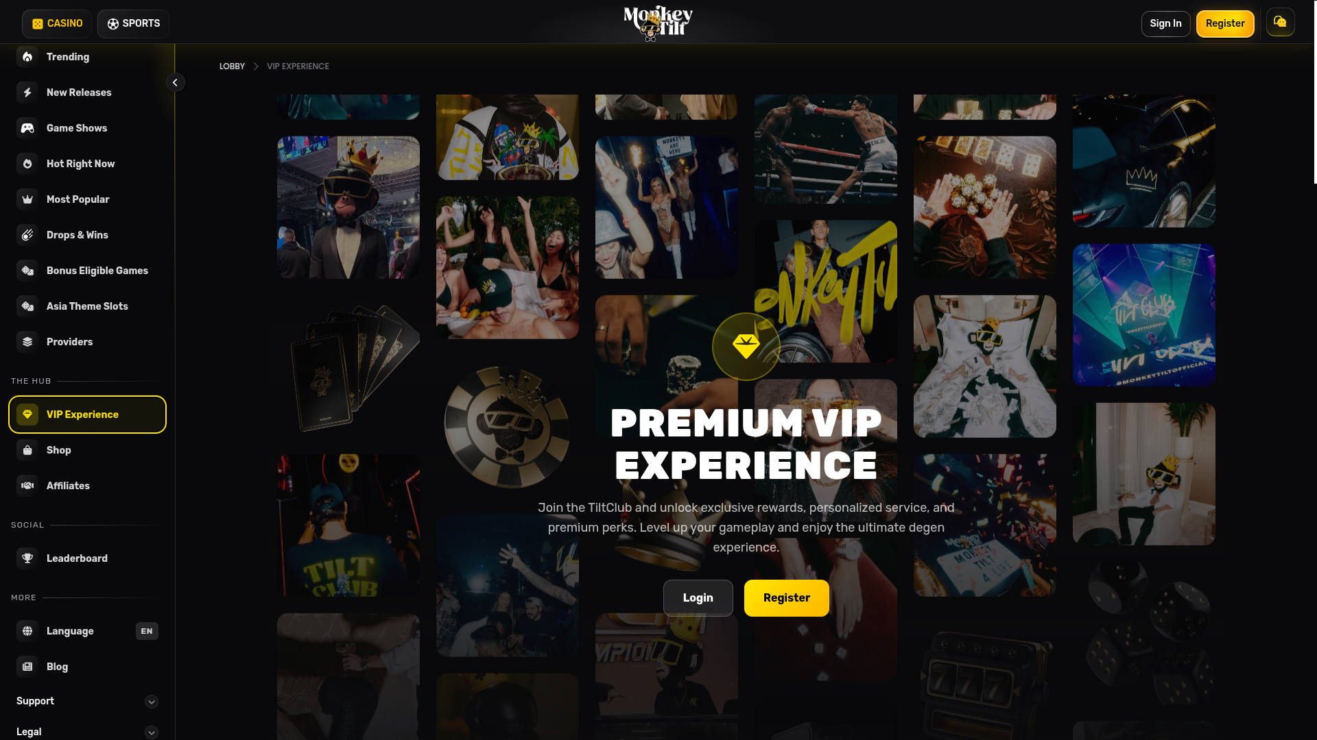 Monkey Tilt Casino Desktop VIP Program