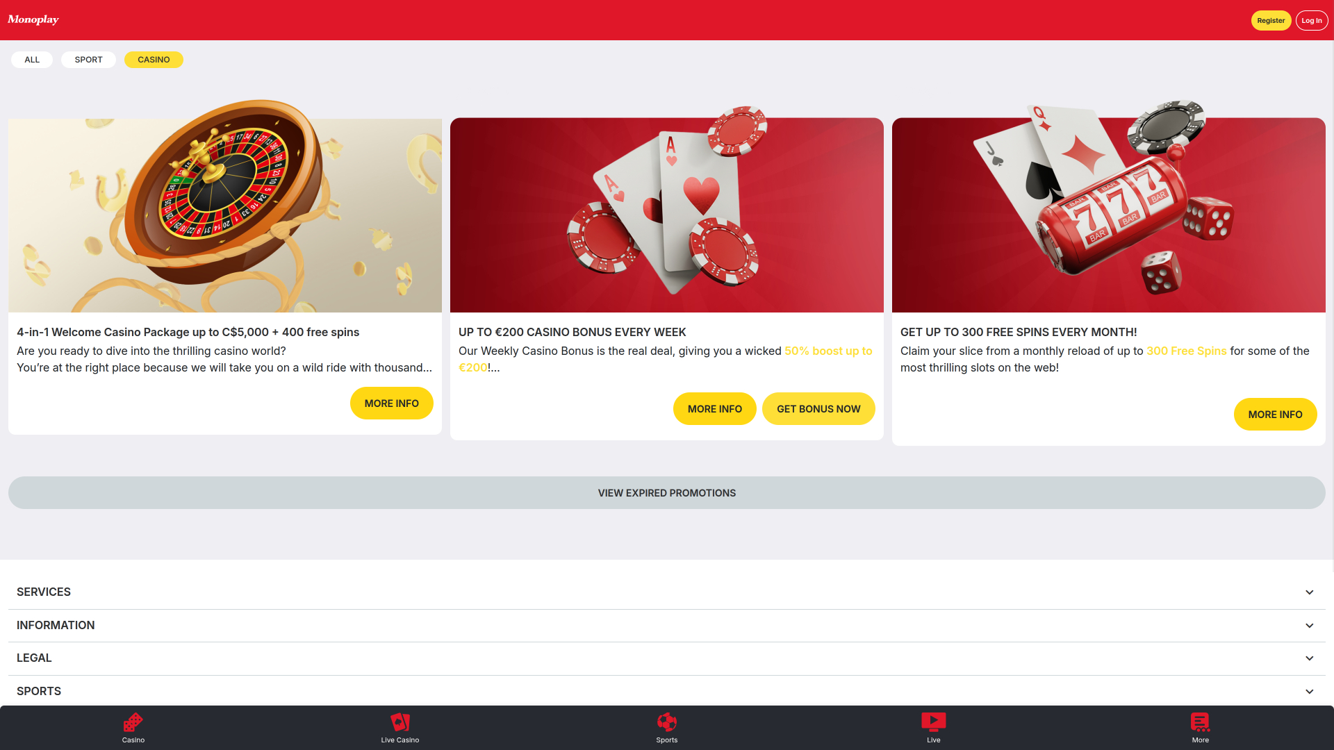MonoPlay Casino-Aktionen Desktop
