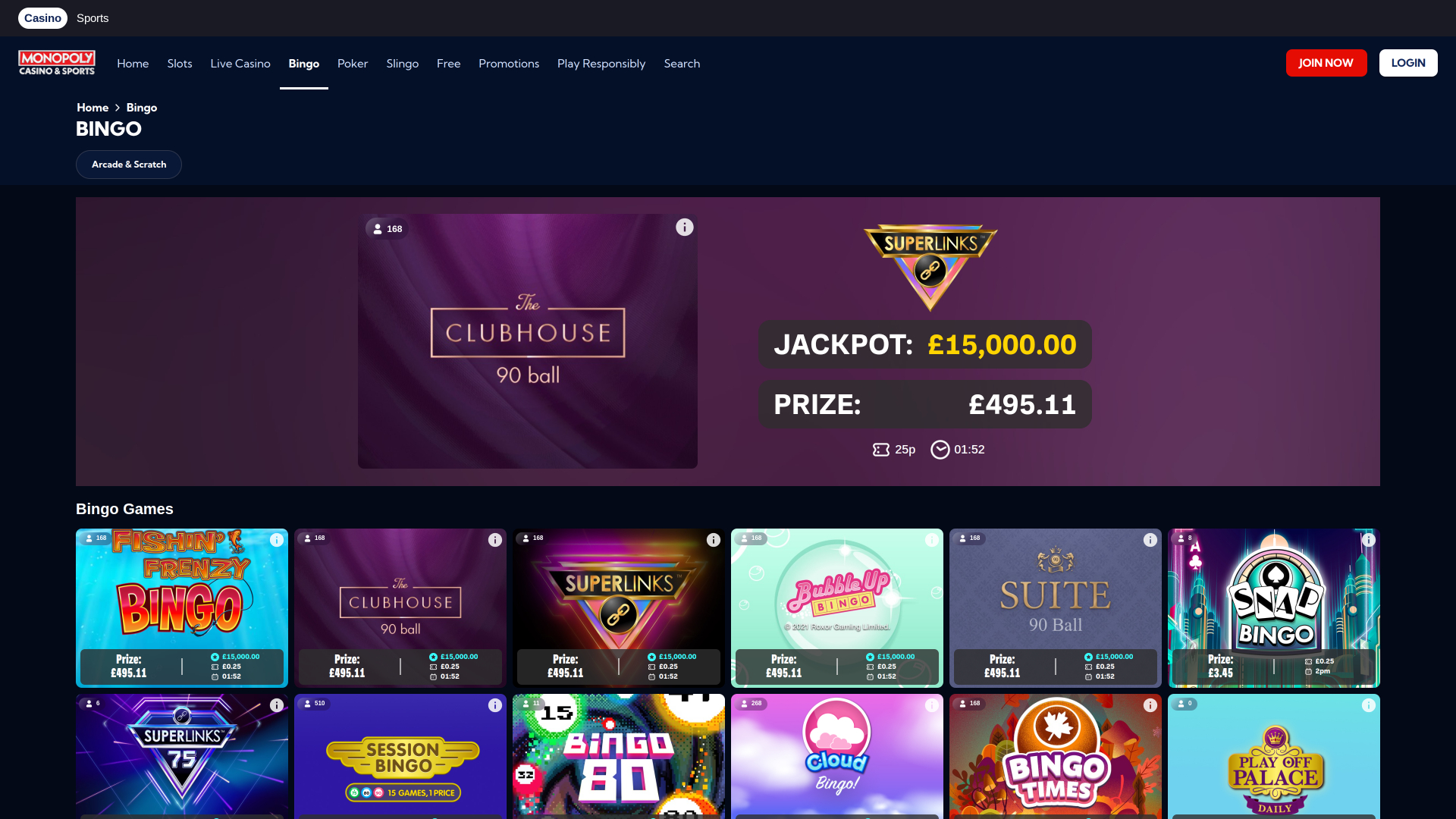 Monopoly Casino Desktop Bingo