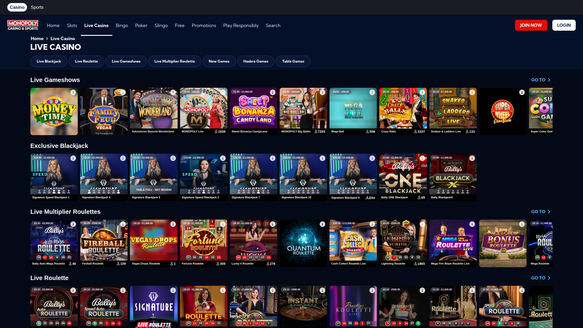 Monopoly Casino Desktop Live-Dealer