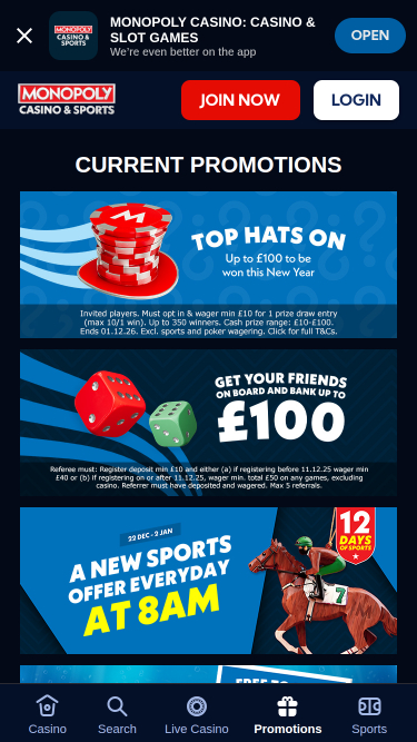 Monopoly Casino Mobile-Aktionen