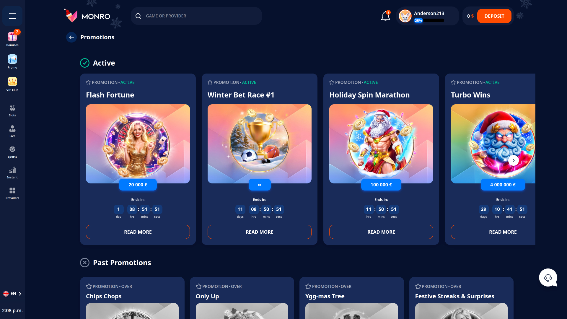 Акции Monro Casino для настольных компьютеров