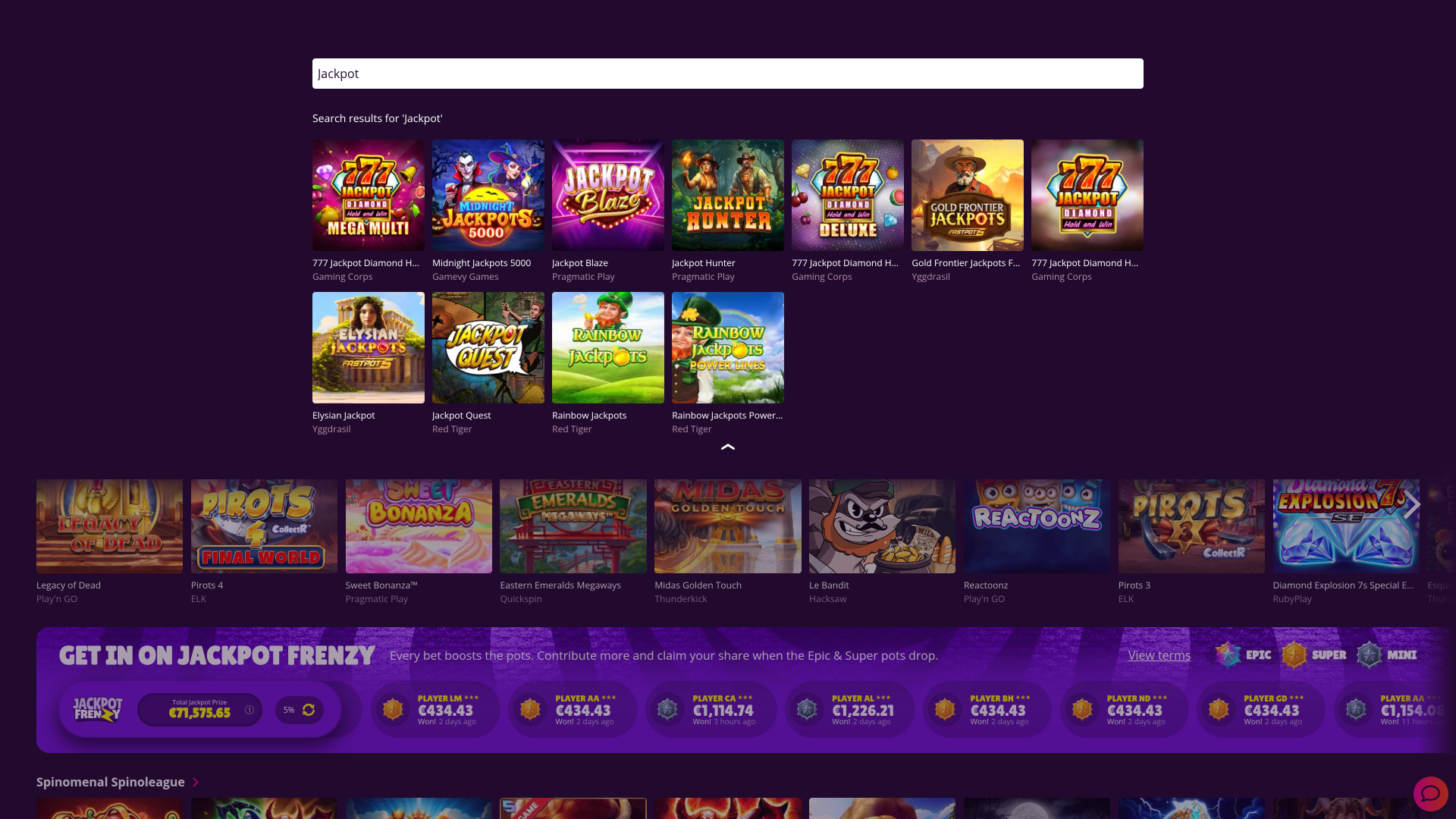 Jackpot de bureau du casino Monsino