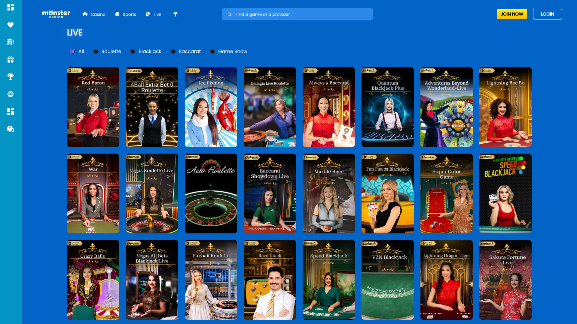 Monster Casino Desktop Live-Dealer