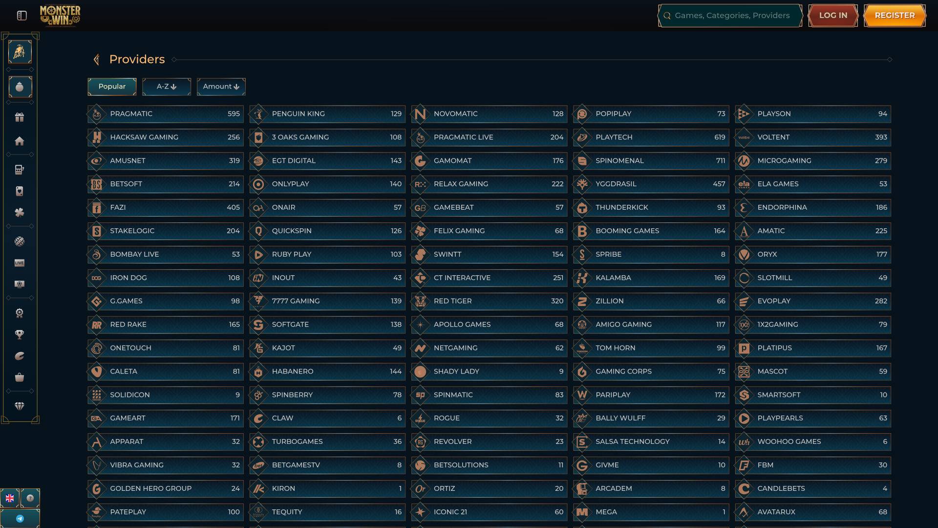 Développeurs du jeu de casino Monster Win pour ordinateur