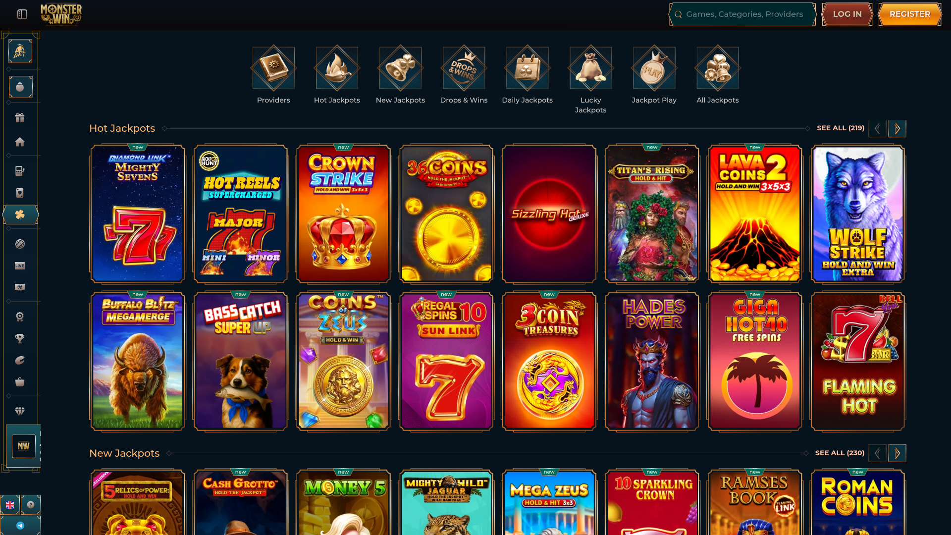 Jackpot de bureau du casino Monster Win