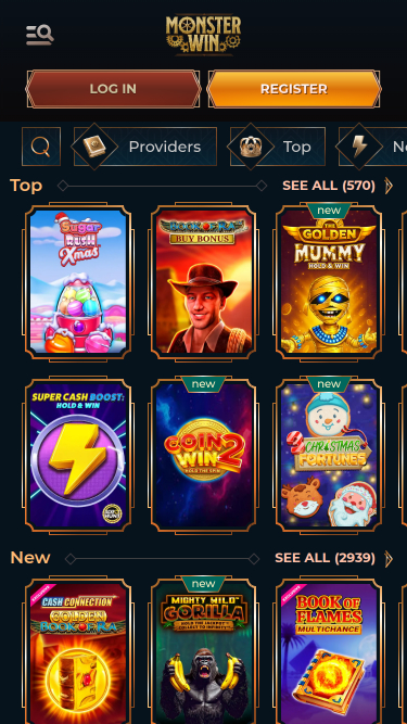 Jeux mobiles Monster Win Casino