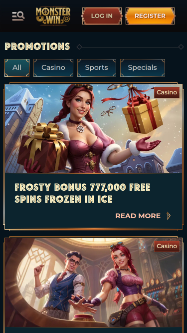 Promotions mobiles du casino Monster Win