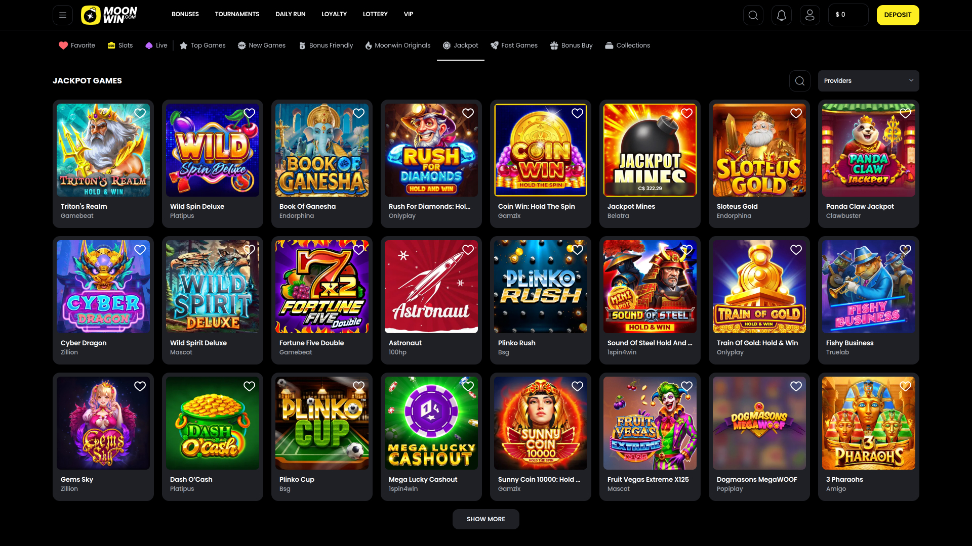 Jackpot de bureau du casino Moonwin