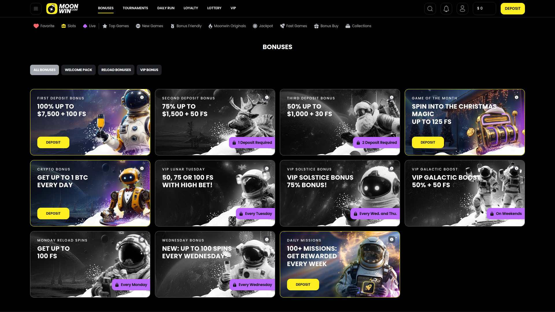 Promotions Moonwin Casino sur ordinateur