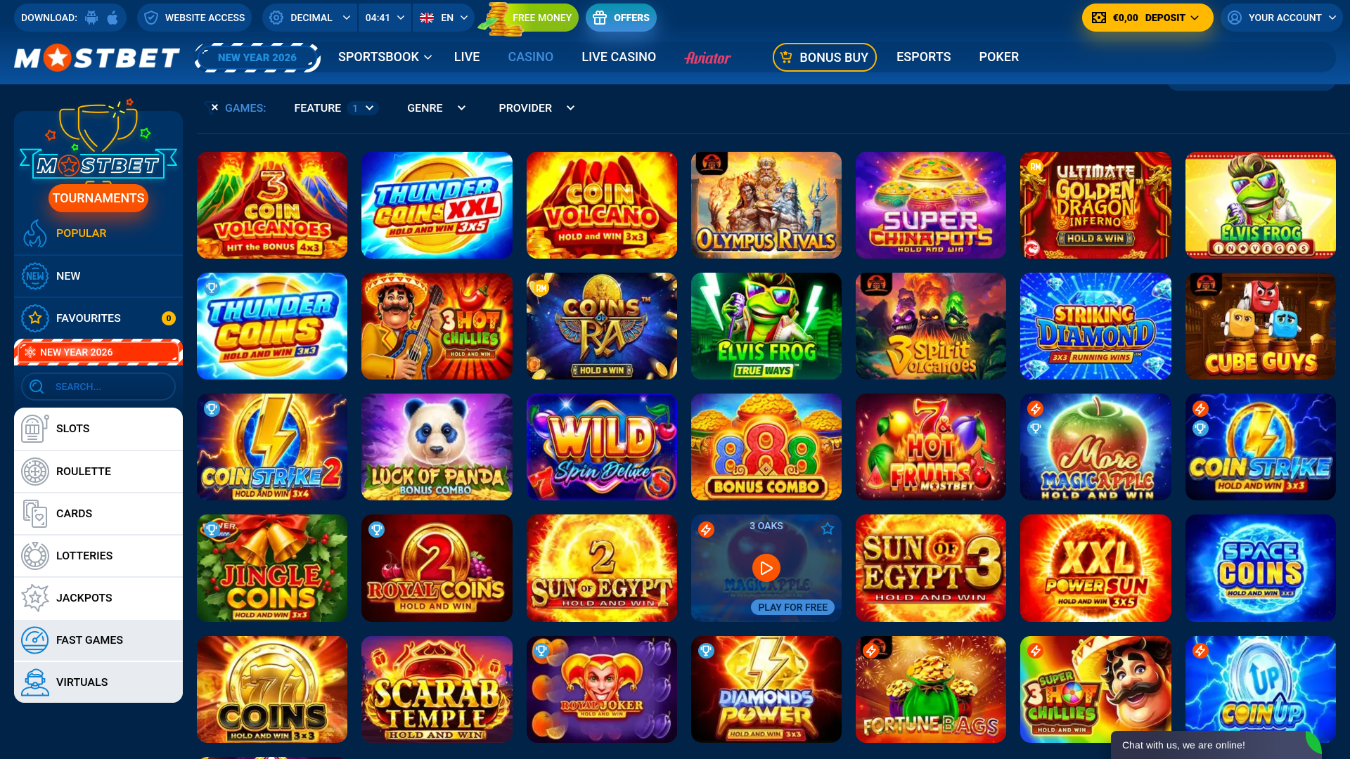 Jackpot de escritorio del casino Mostbet