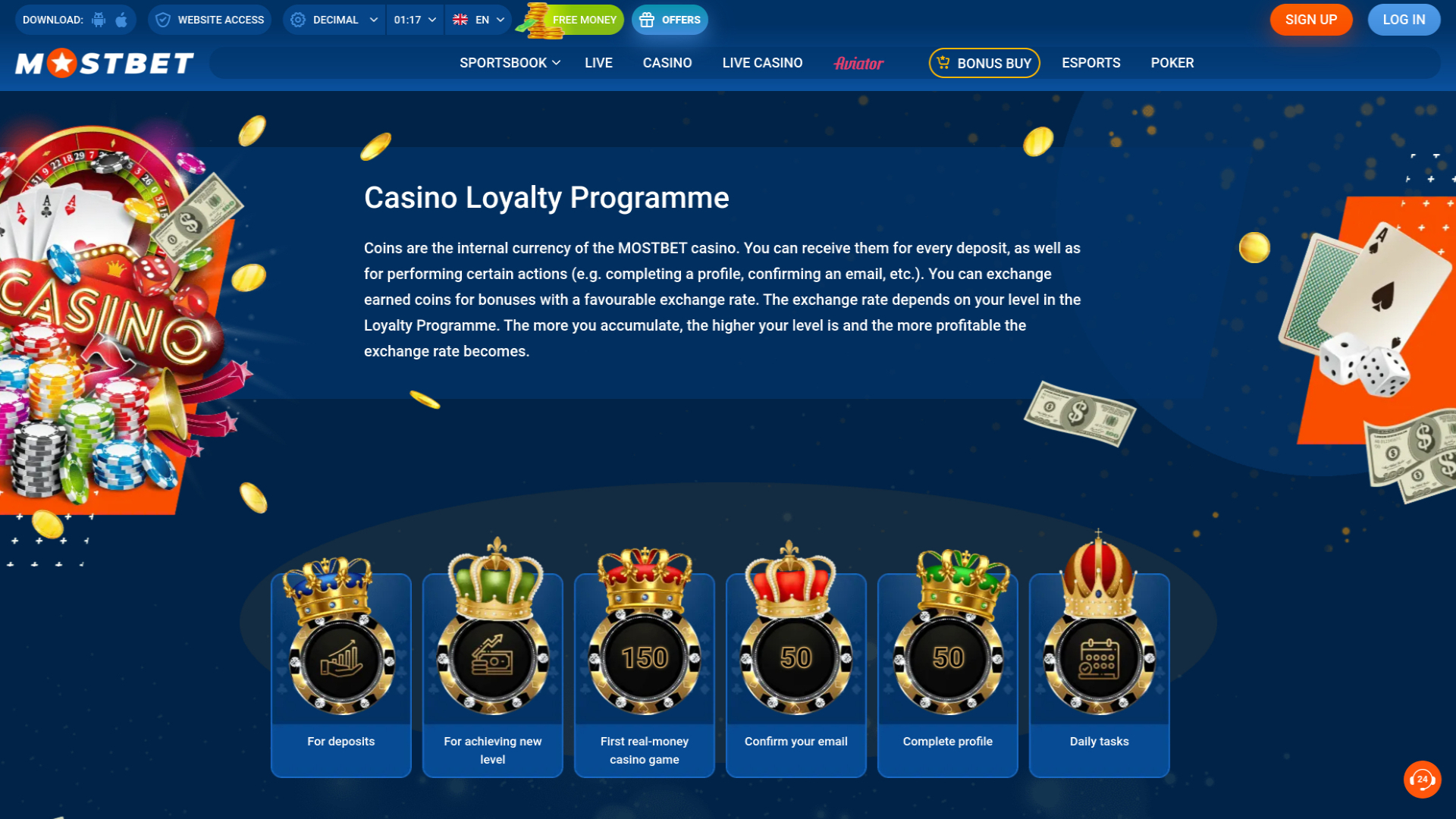 Mostbet Casino デスクトップ VIP