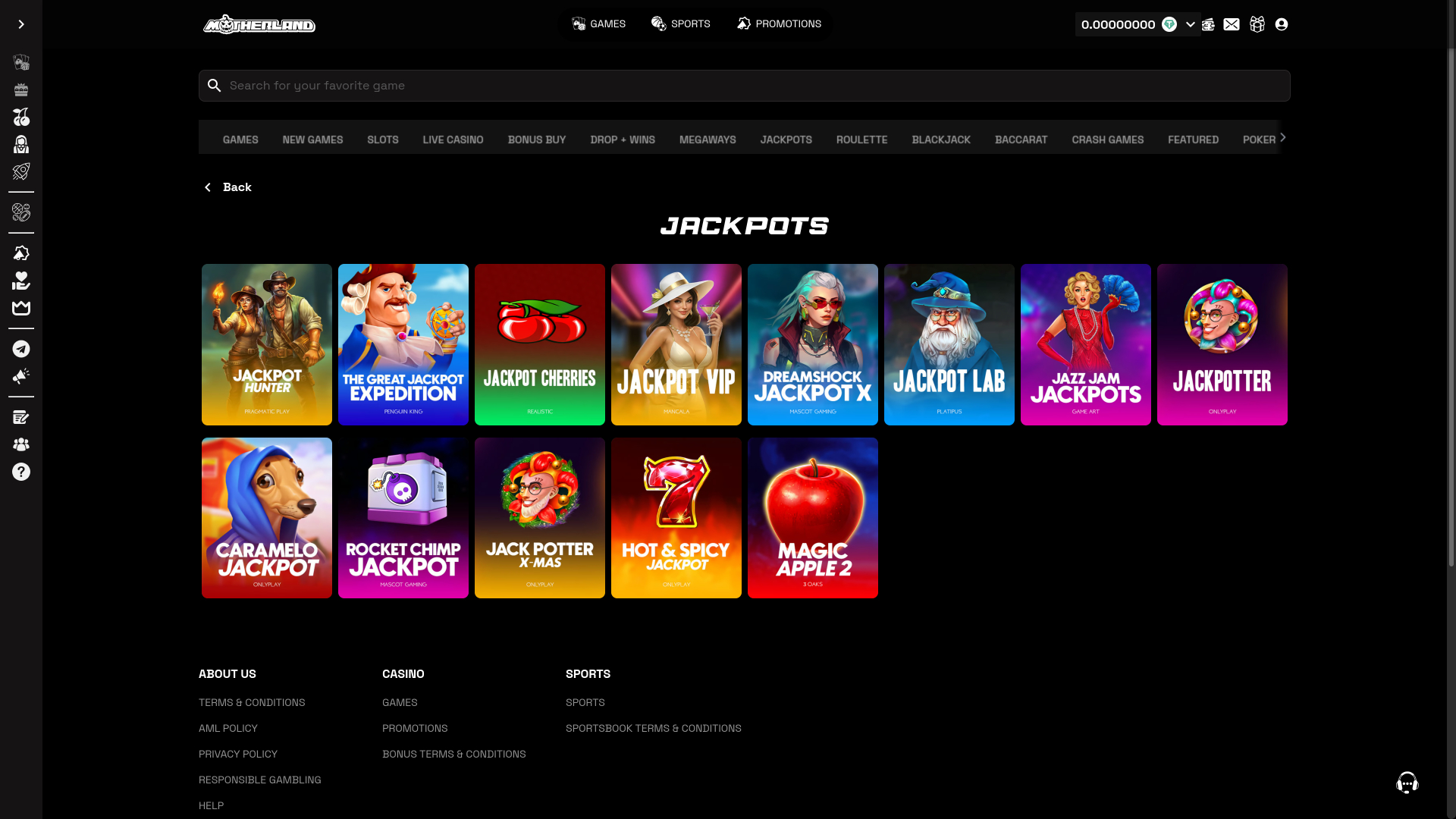 Jackpot de bureau du casino Motherland