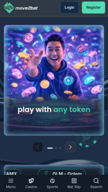 Screenshot della homepage mobile del casinò Move2bet