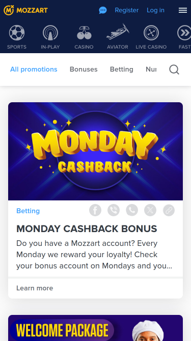 Promotions mobiles du casino Mozzart