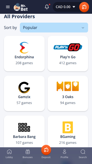 Sviluppatori di giochi per dispositivi mobili Mr Bet Casino