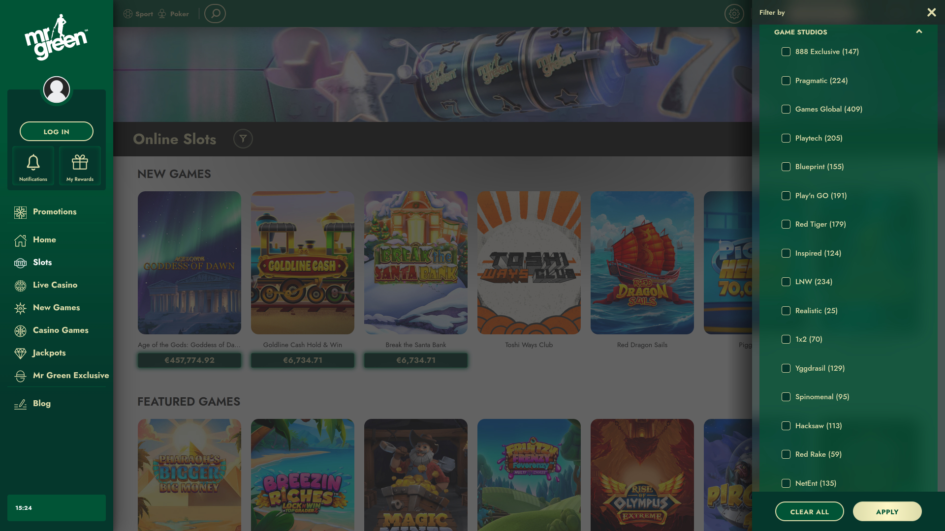 Mr Green Casino Desktop-Spielentwickler