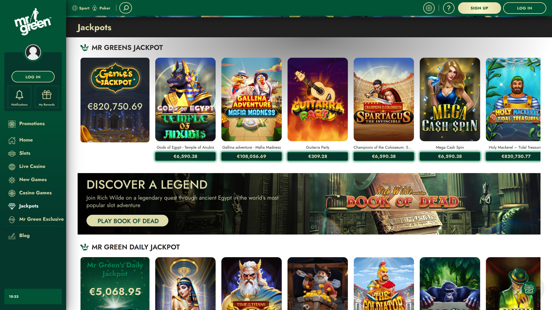 Mr Green Casino Desktop Jackpot