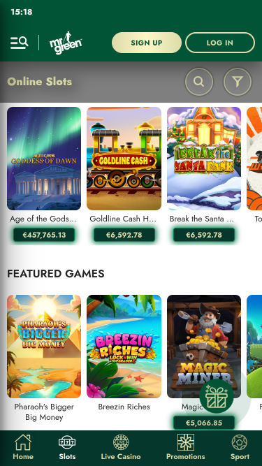 Mr Green Casino Mobile Games