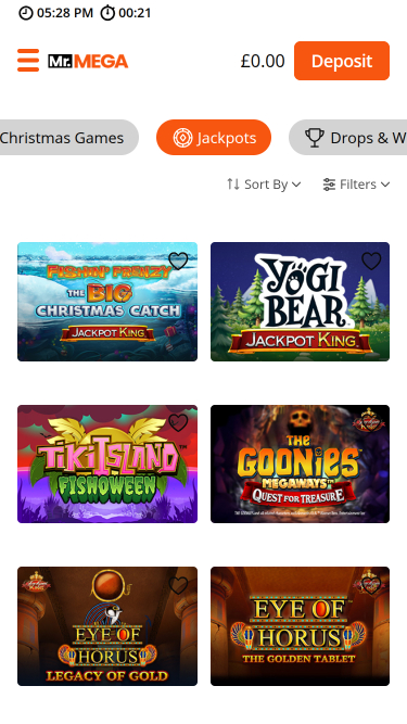 Jackpot mobile de Mr Mega Casino