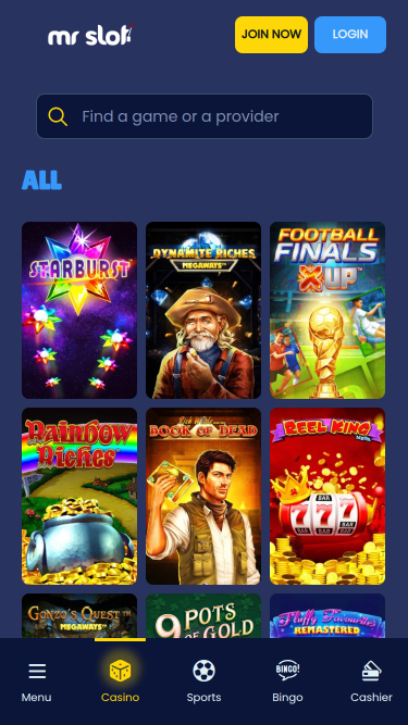 Jeux mobiles de casino Mr Slot