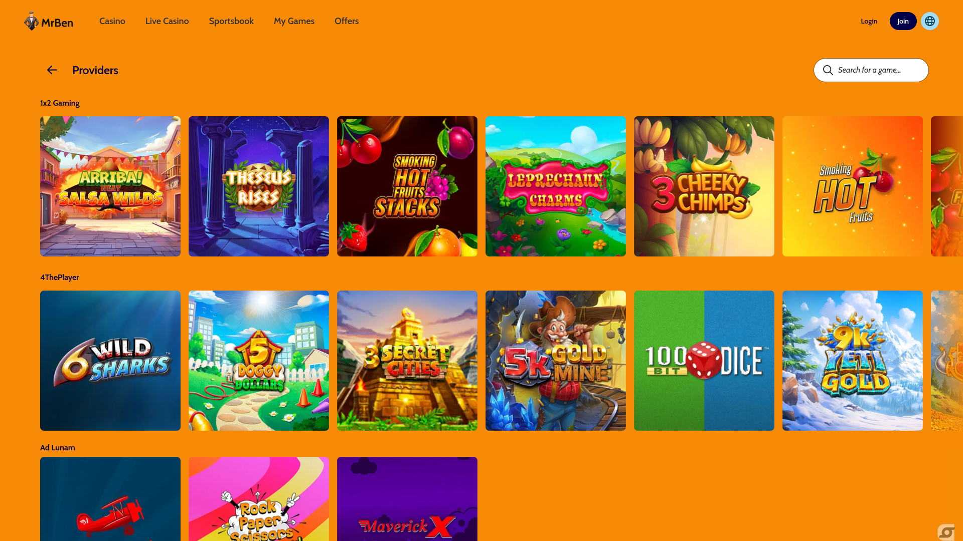 Sviluppatori di giochi per computer desktop di MrBen Casino