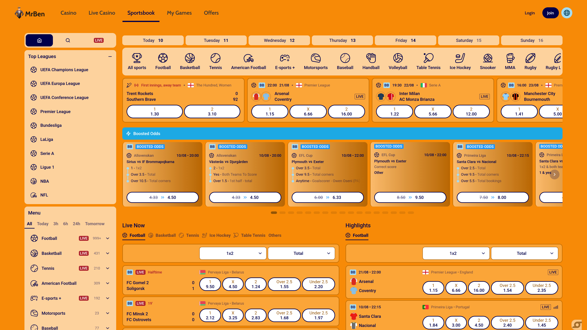 MrBen Casino Desktop Sports