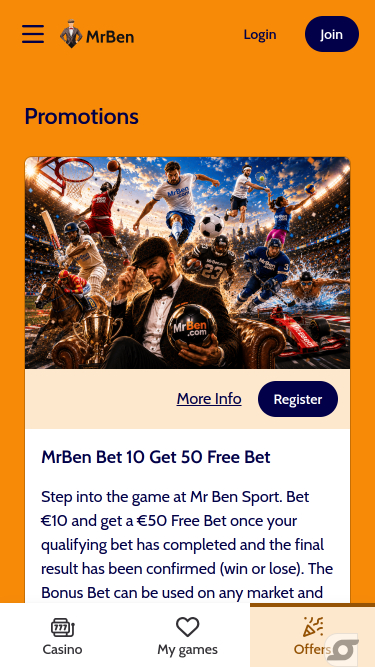 Promozioni per dispositivi mobili di MrBen Casino