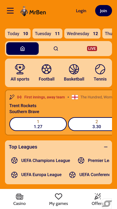 MrBen Casino Mobile Sports